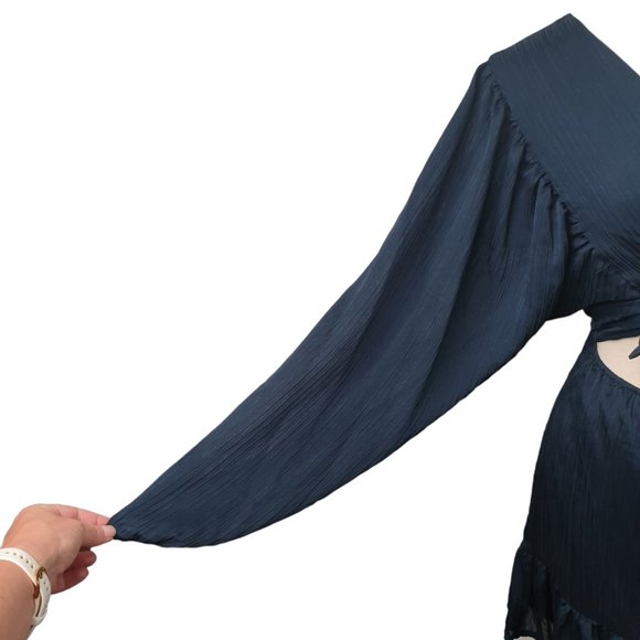 Showpo NWT | Size 10 | Long Sleeve Front Tie Up Consideration Mini Dress Lined - Picture 7 of 13